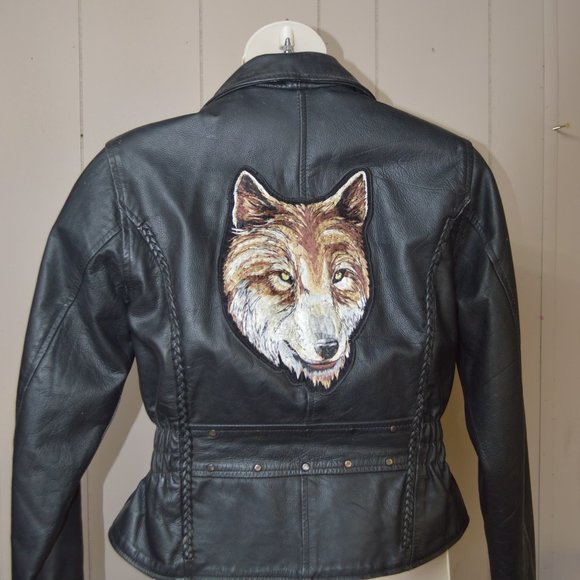 Unik Jackets & Blazers - Unik Leather Motorcycle jacket  wolf low shipping